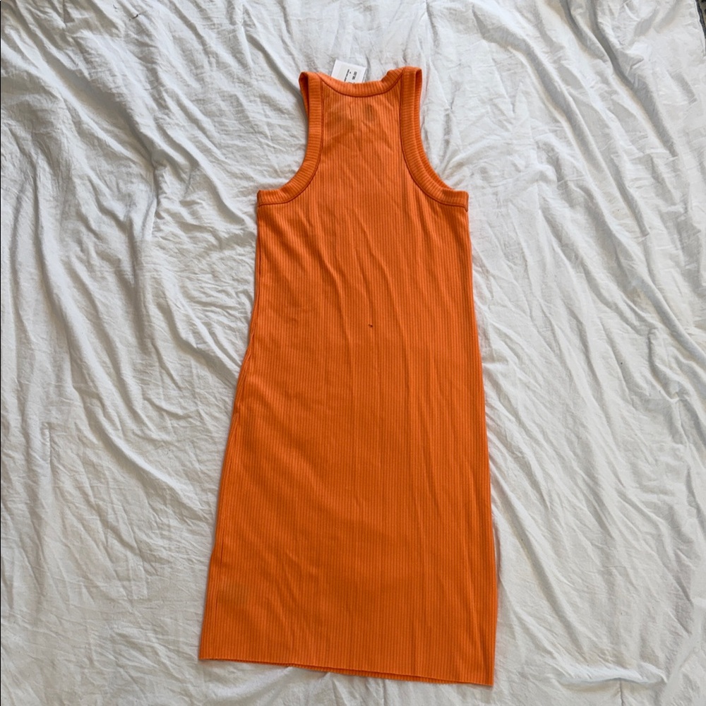 Bandier Rivington Racer Ribbed Orange Dress - Picture 6 of 7